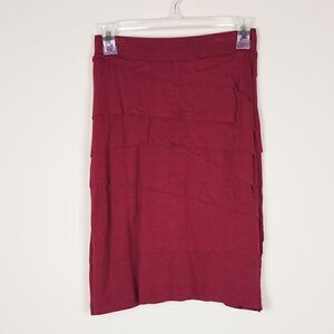 Bordeaux Anthropologie Wine Ruffle Skirt